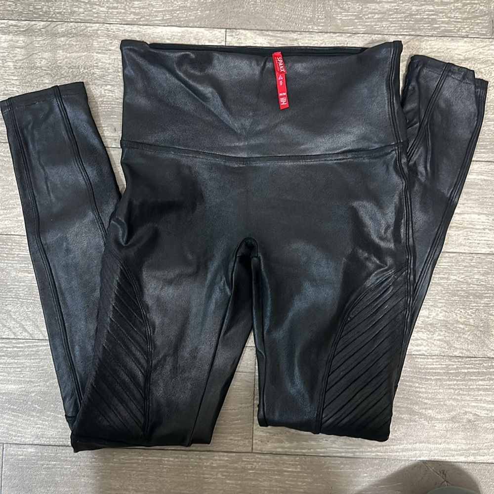 SPANX Faux Leather Moto Leggings
